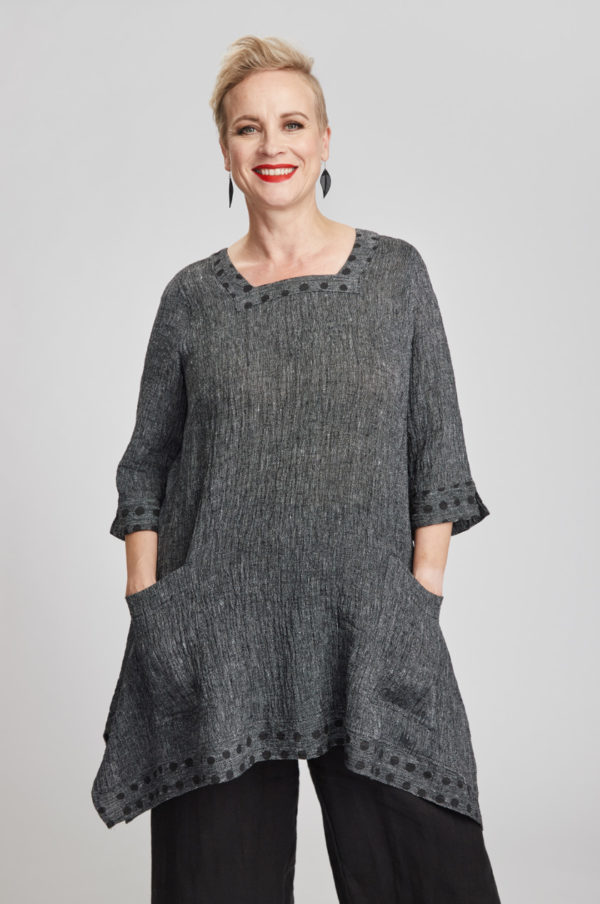 Saaga tunic, grey/black