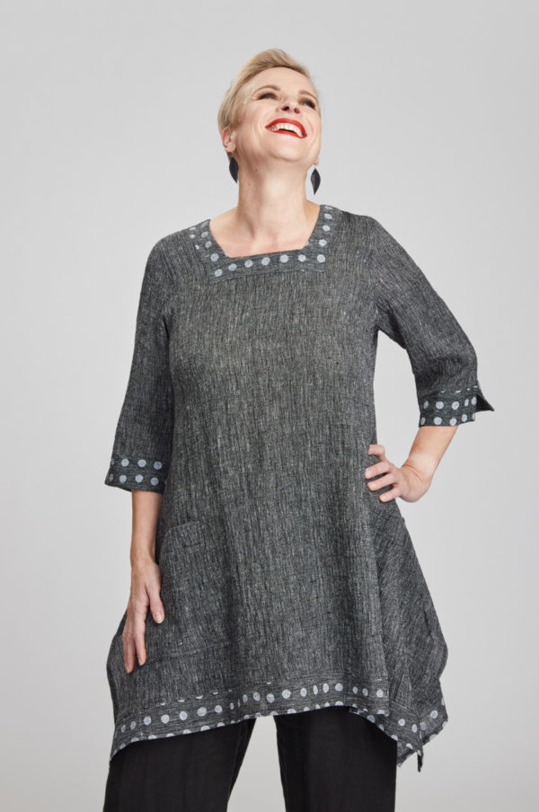 Saaga tunic, grey/white